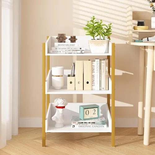 Miniatura 17 de VECELO Estantería pequeña, organizador de almacenamiento de 3 niveles, estantería industrial para oficina en casa, sala de estar, dormitorio, 30