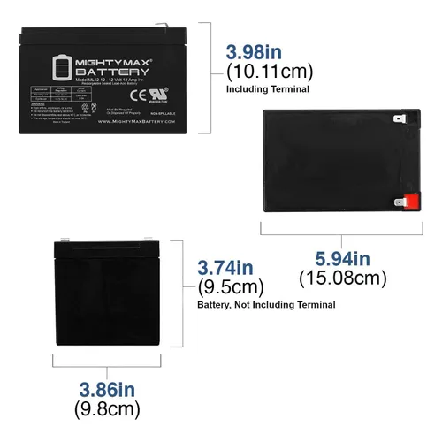 Miniatura 2 de Mighty Max Battery Batería de repuesto de 12V 12AH para 6-DGM-12, 6-FM-12-4 Pack