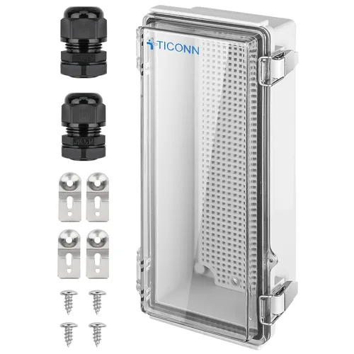 Miniatura 14 de TICONN - Caja de conexiones eléctricas impermeable IP67 con carcasa de plástico ABS con tapa con bisagras con placa de montaje, soportes de pared