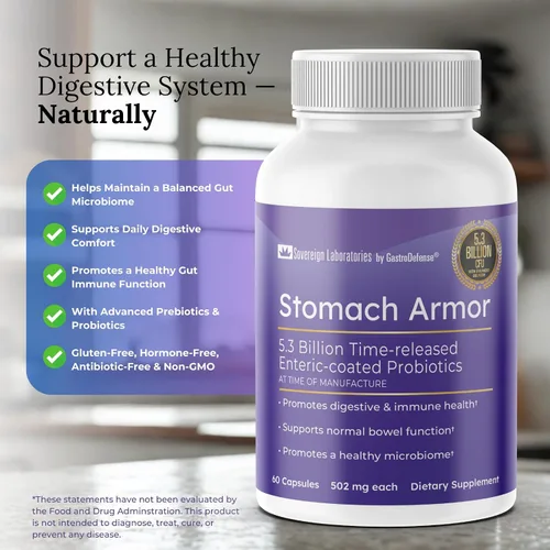 Miniatura 6 de GastroDefense Stomach Armor - Probiótico y preestable - Calostro liposomal LD mejorado. Las manchas beneficiosas colonizan y promueven la salud