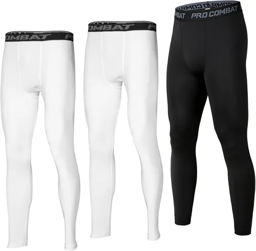 SS COLOR FISH Paquete de 3 pantalones de compresión para hombre, atléticos, capa base, leggings de entrenamiento, mallas para correr para hombre