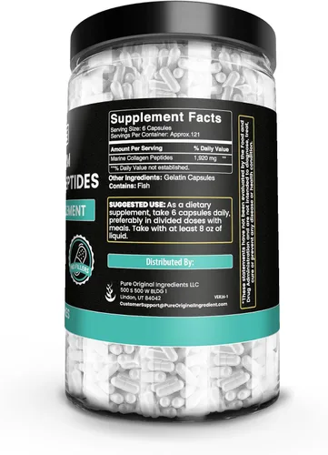 Miniatura 2 de Pure Original Ingredients Péptidos de colágeno (730 cápsulas) sin magnesio o rellenos de arroz, siempre puros, verificados por laboratorio