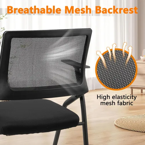 Miniatura 6 de CLATINA Sillas de oficina apilables y plegables con soporte lumbar ergonómico y cojín de asiento grueso, silla de recepción de tela de malla