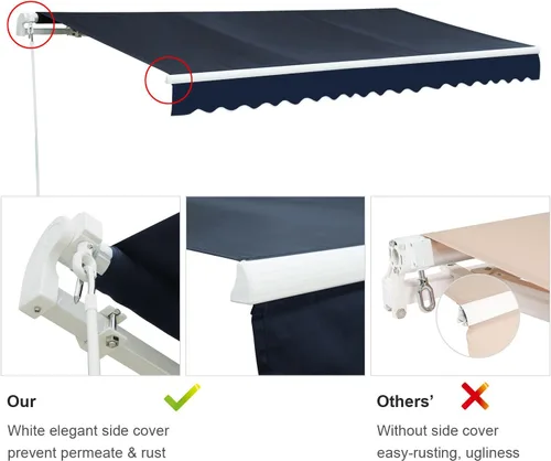 Miniatura 4 de Diensweek serie P100 Toldo retráctil manual de grado comercial, calidad 100% de poliéster de 9.88 oz para ventana, puerta, patio o terraza, Azul