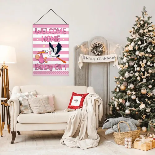 Miniatura 7 de Bandera de jardín con texto en inglés «Welcome Home Baby Garden Flag» de 12 x 18 pulgadas, banderas de jardín de doble cara de 3 capas, bandera