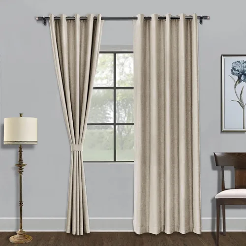 Miniatura 10 de Fcosie Cortinas opacas de 84 pulgadas de largo con textura de lino, con aislamiento térmico, con ojales en la parte superior con forro opaco blanco