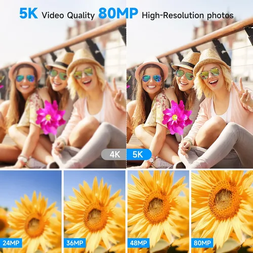 Miniatura 11 de Cámara digital 5K Vlogging para principiantes, cámara de viaje de 80 MP para fotografía con tarjeta de 32 GB, cámara compacta portátil con zoom