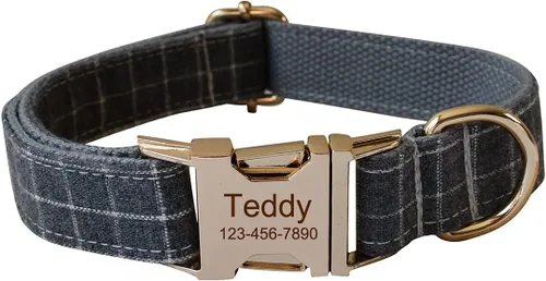 Miniatura 9 de Collares personalizados para cachorros, mascotas pequeñas, medianas y grandes con nombre y número de teléfono grabados (S, azul)