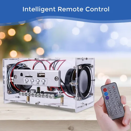 Miniatura 4 de MiOYOOW Kit de altavoz Bluetooth DIY, mini amplificador estéreo USB, kit de soldadura con luces LED intermitentes, kit de práctica de soldadura