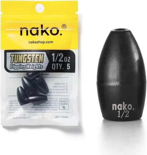 Pesas de Volteo de Tungsteno Puro al 97% - Paquete de 10 - Pesas de Tungsteno Nako - Plomos de Pesca para Pesca de Lubina