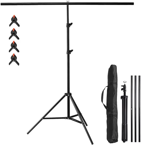 Miniatura 10 de Meking Soporte de fondo para fotos en forma de T, 4 x 6.5 pies/3.9 x 6.6 ft, sistema de soporte de fondo portátil con 2 abrazaderas de resorte