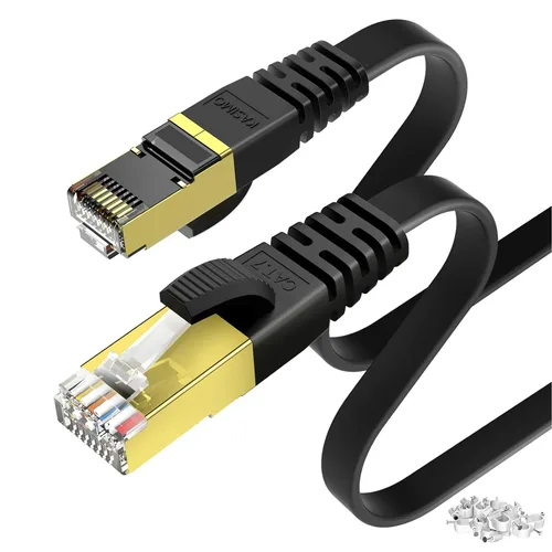 Miniatura 15 de KASIMO Cable Ethernet plano Cat 8 de 50 pies, cable de red LAN de Internet plano de alta velocidad Cat8 de 40 Gbps 2000 MHz SSTP con conector RJ45