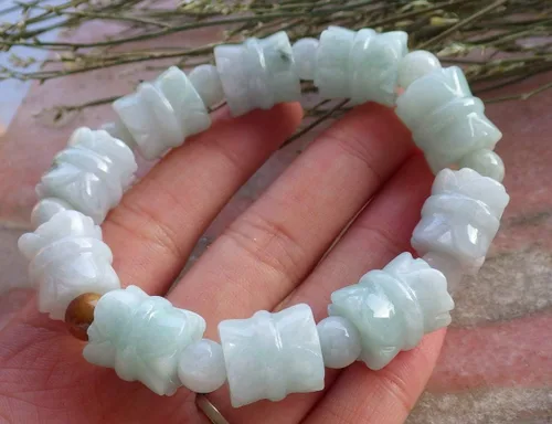gojade certificado 3 colores 100% natural A jade jadeita flor de loto pulsera pulsera de cuentas de la flor de loto