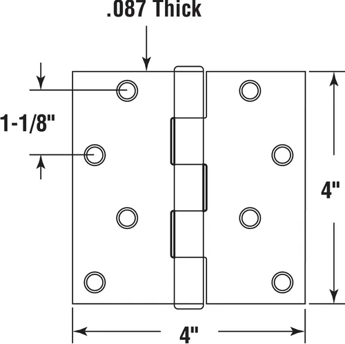 Miniatura 2 de Prime-Line U 1150383 - Bisagra para puerta, pivote liso residencial, 4 x 4 pulgadas, con esquinas cuadradas, 4 agujeros por hoja con tornillos