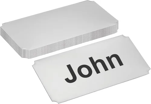 Miniatura 6 de PATIKIL Placa de identificación de metal de acero inoxidable de 3 x 1 pulgadas, grabado con láser, paquete de 10 letreros autoadhesivos, placa