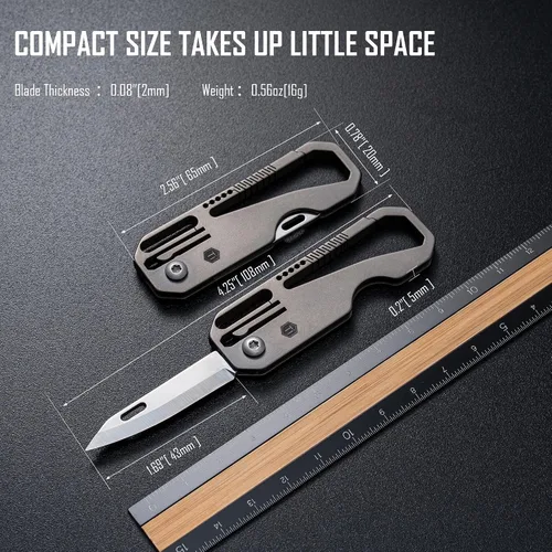 Miniatura 5 de KeyUnity KK08 EDC Cuchillo plegable de titanio con mosquetón para llevar a diario (KK08)