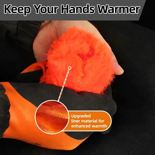 Miniatura 3 de Schwer Guantes de trabajo de invierno 100% impermeables, ANSI A2, resistentes a los cortes, guantes de congelador para clima frío al aire libre