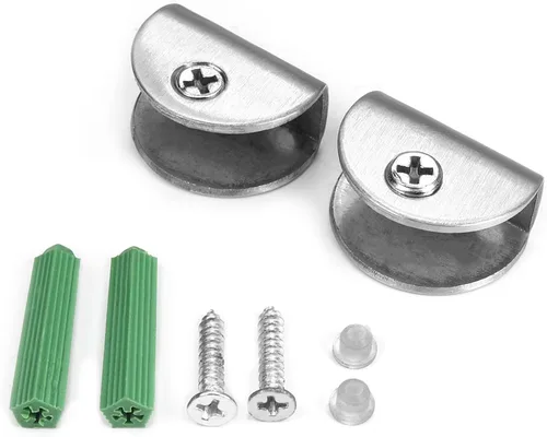 Miniatura 18 de MroMax 12PCS 1.1" x 0.87" x 0.47" (LxWxH) Soporte de estante de vidrio semicírculo ajustable acero inoxidable puerta gabinete clip plateado