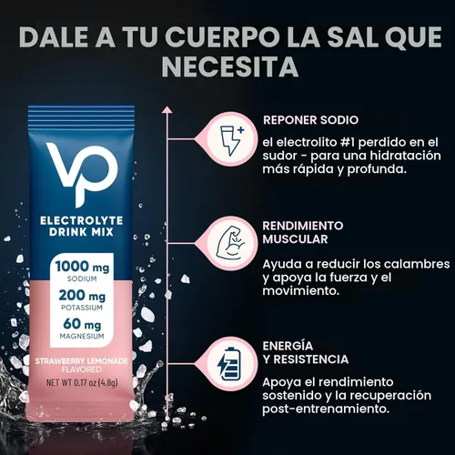 Miniatura 5 de Venture Pal Paquete de electrolitos en polvo sin azúcar con alto contenido de sodio, paquetes de hidratación cero calorías con vitamina, sodio