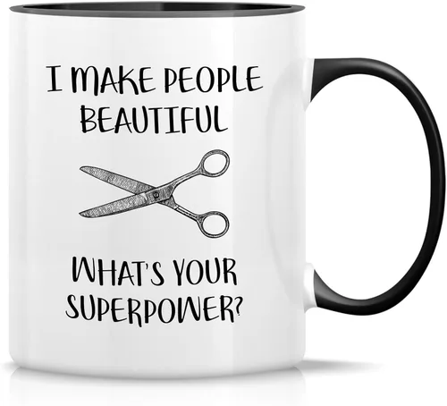 Miniatura 8 de Retreez Taza divertida – Taza de café de cerámica de 11 onzas con texto en inglés "I Make People Beautiful Hairstylist Hairdresser" de 11 onzas