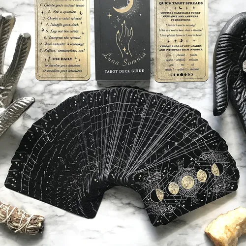 Miniatura 6 de Shores Of Moon Luna Somnia Tarot Baraja con guía y caja – 78 cartas completa cubierta completa sueños estrellados astrología celestial herramienta