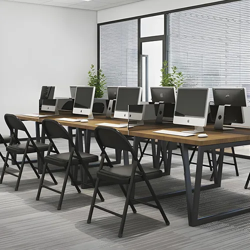 Miniatura 5 de SKONYON Sillas plegables con asientos acolchados, silla plegable negra para uso en exteriores e interiores, capacidad de 330 libras (juego de 6)