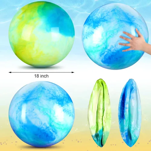 Miniatura 2 de Deekin 2 Piezas Pelotas Saltarinas Marmoleadas de 15 Pulgadas 18 Pulgadas Pelotas Sensoriales de Goma Inflables Grandes para Patio de Juegos Azul