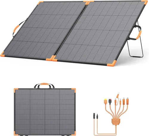 Panel solar portátil bifacial de 200 vatios, cargador solar plegable de 20 V para estación de energía, IP68 impermeable, 23.5% de alta eficiencia