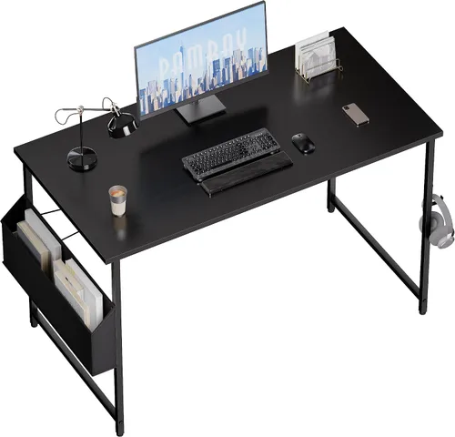 Miniatura 16 de Pamray Escritorio de computadora de 23 pulgadas para espacios pequeños, escritorio de trabajo de oficina en casa con gancho para auriculares