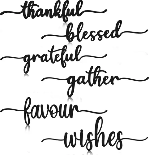 Miniatura 7 de 12 piezas de letreros de madera con palabras navideñas recortadas "Joyful Merry Thankful Grateful Blessed Peace Gather" para decoración de plato