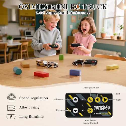 Miniatura 3 de OSIMILY MINI coche RC, control por aplicación escala 1:64 camión RC MINI de aleación todoterreno velocidad de control remoto del coche/dirección
