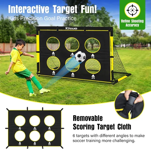 Miniatura 4 de Juego de portería de fútbol infantil para patio trasero – 2 porterías de fútbol de 6 x 4 pies, equipo de entrenamiento, red de fútbol para niños
