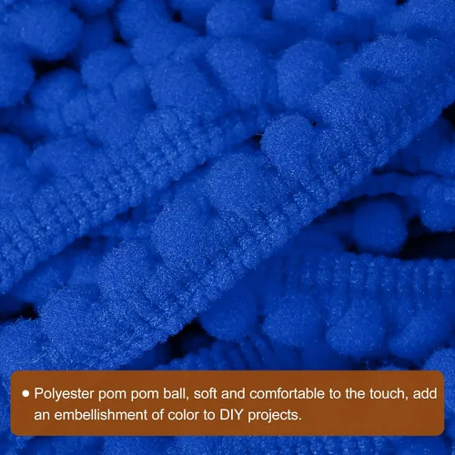 Miniatura 4 de uxcell 2 piezas de 10 yardas con flecos de pompones, accesorio de costura de cinta, manualidades para el hogar, cortina, ropa, decoración de Azul