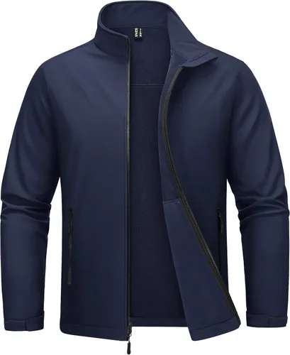 Miniatura 9 de MAGCOMSEN Chaqueta Softshell con forro polar para hombre, ligera, impermeable, cortavientos con cremallera, abrigo de lluvia para invierno