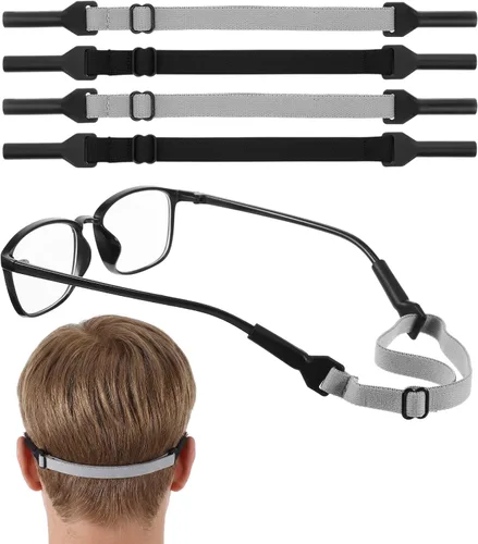 Miniatura 7 de 4 Pcs Glasses Strap, Adjustable Athletic Straps for Glasses with Elastic Band, No Tail Design for Men, Kids & Boys (Black & Gray)