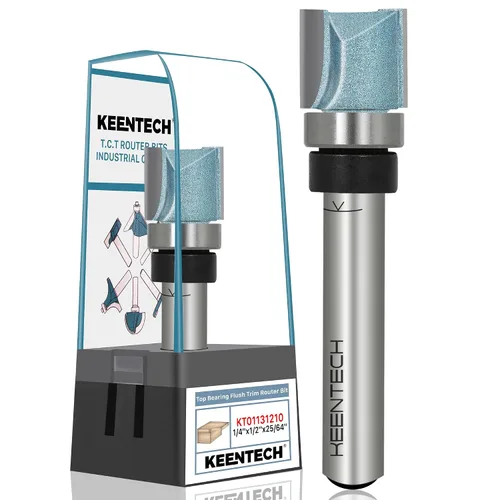 Miniatura 16 de KEENTECH Brocas de enrutador de 1/2 pulgada, broca de enrutador de ajuste empotrado, broca de patrón con punta de carburo de rodamiento superior