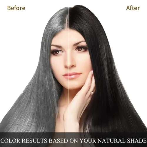 Miniatura 2 de Champú de tinte de cabello negro para cabello gris Augeo Instant Hair Color Shampoo 3 en 1 para mujeres y hombres, ingredientes herbarios 100%