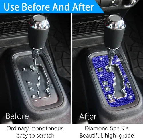 Miniatura 5 de Zufoty Bling Cubierta del Marco de la Caja de Cambios Adhesivo Decorativo, Adhesivo Decorativo del Panel de Cambios, Accesorios Interiores de Coche