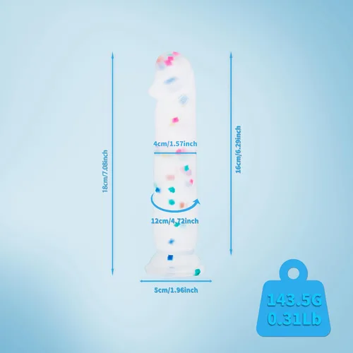 Miniatura 5 de Dildo realista de silicona de 7 pulgadas Confetti para principiantes con base de ventosa acampanada para uso sin manos, consolador anal