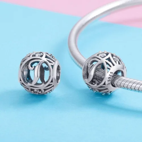 Miniatura 4 de Dijes de plata de ley 925 con inicial de la A a la Z para pulseras, collares, cuentas del alfabeto de circonita cúbica, regalos personalizados