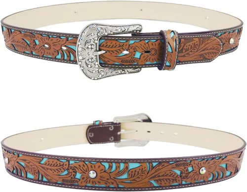 Miniatura 3 de TOPACC Cinturones occidentales para mujer y hombre Cowboy Country Cinturones con hebillas para jeans pantalones Rodeo