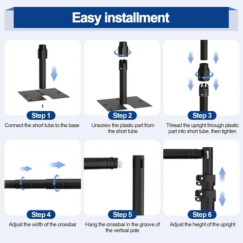Miniatura 6 de EMART Soporte de fondo resistente de 10 x 10 pies, kit de fotografía de fondo para fotos de tuberías y cortinas, marco de metal ajustable con base