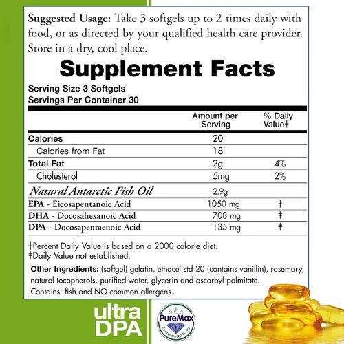 Miniatura 2 de Paquete de 3 aceite de pescado natural capturado en la naturaleza DPA Omega 3 DPA-EPA-DHA Suplemento de aceite de pescado de 2,900 miligramos