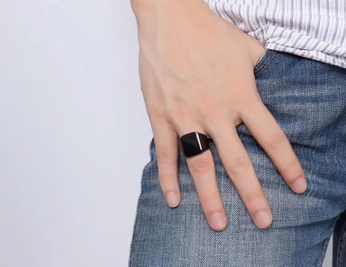Miniatura 4 de Anillo de motero enhong, sello, anillo de acero pulido sólido, para hombre, ideal como regalo, tamaño de 17-38cm, color oro, negro o plata
