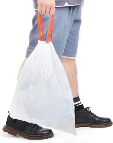 Miniatura 7 de Magesh Bolsas de basura pequeñas con cordón de 4 galones, 30 unidades, color blanco