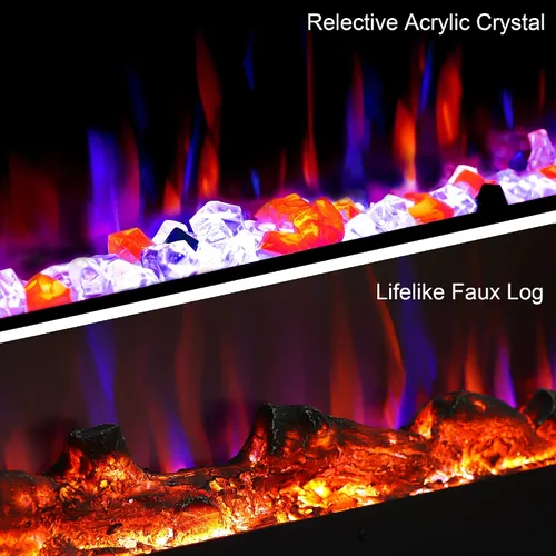 Miniatura 5 de Insertos de chimenea eléctrica inteligente de 36 pulgadas, calentador eléctrico empotrado y montaje en pared y chimenea lineal con aplicación