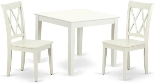 Miniatura 11 de East West Furniture OXCL3-LWH-C - Juego de mesa de comedor de 3 piezas contiene una mesa de cocina cuadrada y 2 sillas de comedor tapizadas de tela