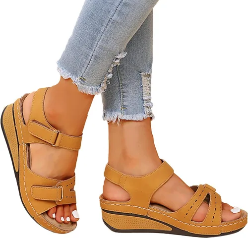 Miniatura 11 de Sandalias ortopédicas de moda para mujer, pantuflas para caminar con soporte de arco, puntera abierta, correa de tobillo, alpargatas de plataforma