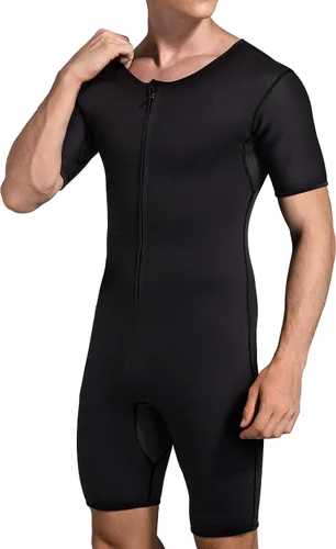 Miniatura 3 de Traje de sauna de neopreno para hombre, moldeador de cuerpo para fitness, gimnasio, ejercicio Negro