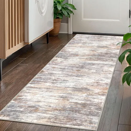Miniatura 79 de KOZYFLY – Alfombra de pasillo moderna y lavable de diseño abstracto verde, 2 x 5 pies, antideslizante, suave y de pelo corto, ideal para cocina